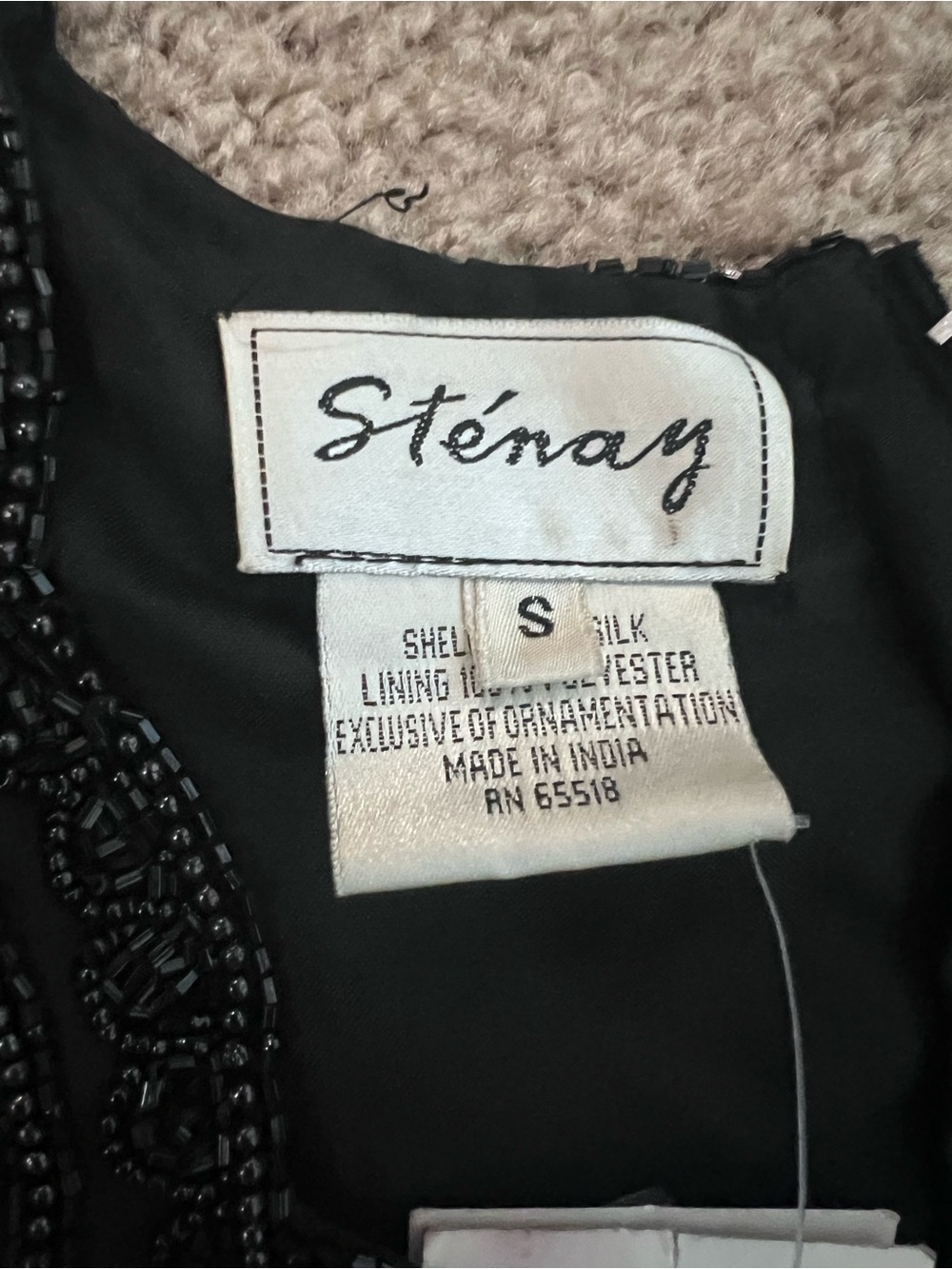 Stenay Silk Black Beaded Scallop-Edge Blouse with Tags S - Picture 6 of 11